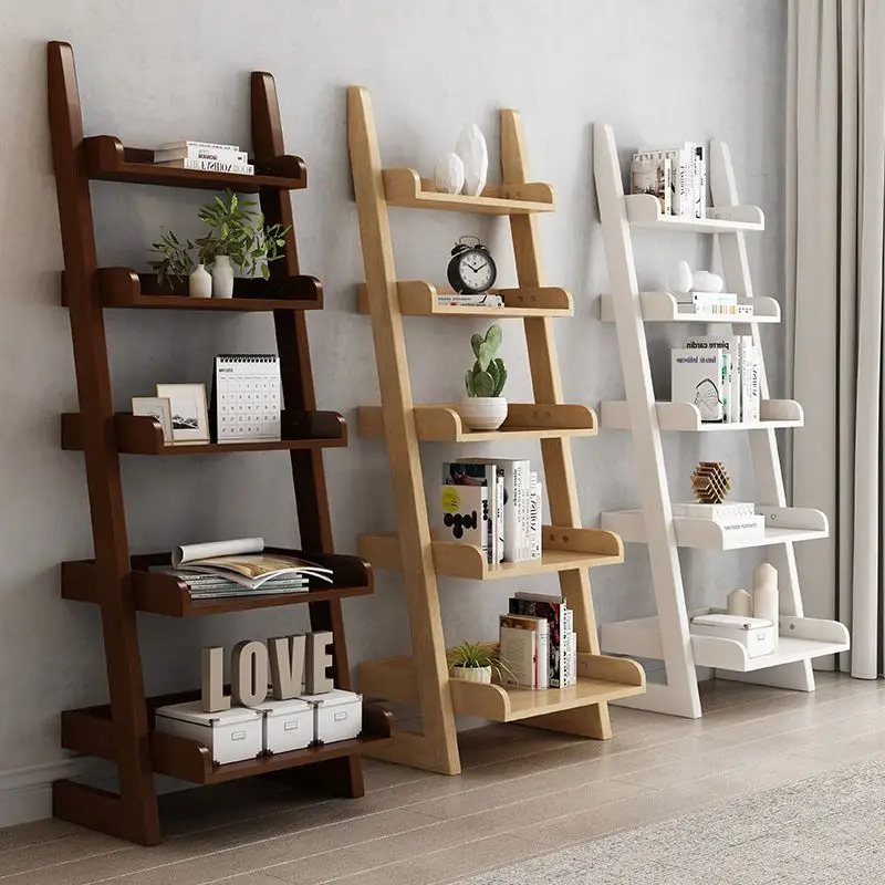 Solid Wood Shelves Living Room Bedroom Bookshelf Modern Simple Multi-layer Floor Flower Stand Japanese Creative Storage