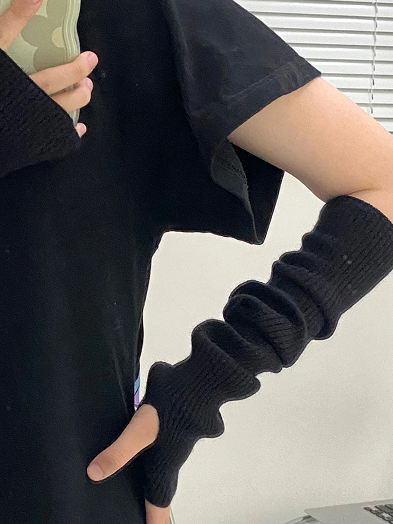 Guantes sin dedos para mujer, calentadores de brazo de manga larga tejidos para invierno, cálidos, Color sólido, moda extendida, accesorios para brazos