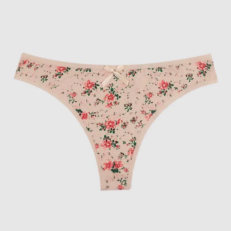 5 PCS/Set Women's Thongs Very Sexy Women G-String Low Waist Female Underpants T Panties Underwear Floral Print Lingerie