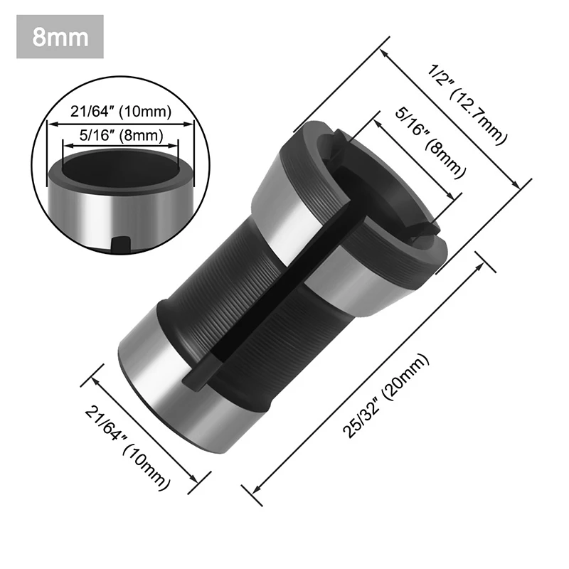 1Pcs Collets 6/8/6.35mm Convert Collet Chuck Engraving Trimming Machine Electric Router Milling Cutter Shank Bushing Accessories