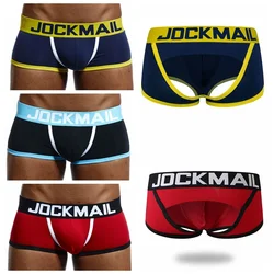 JOCKMAIL erkek iç çamaşırı erkek Boxer Jockstrap kılıfı Cuecas pamuk eşcinsel külot Thongs Sissy külot Calzoncillos Hombre seksi