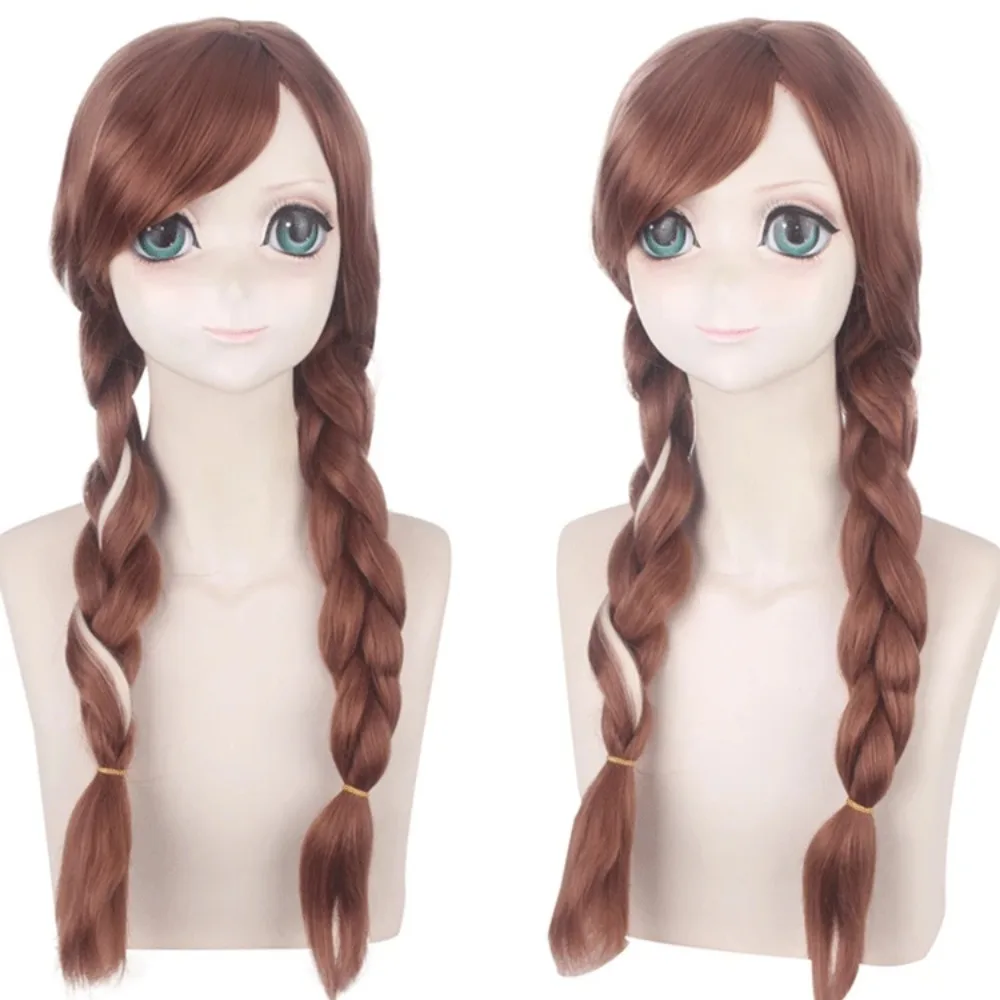 

Synthetic Long Wavy Brown White Highlight Cosplay Wig Updo Heat Resistant Fiber Costume Party Anime Hair