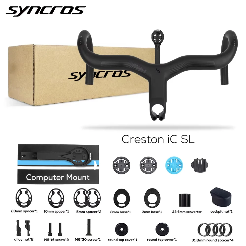 AliExpress ULLICYC Syncros Creston IC SL Carbon Cockpit Fully Internal Cable Road Bicycle Handlebar Di2 Matte Black Integrated Carbon Handlebar