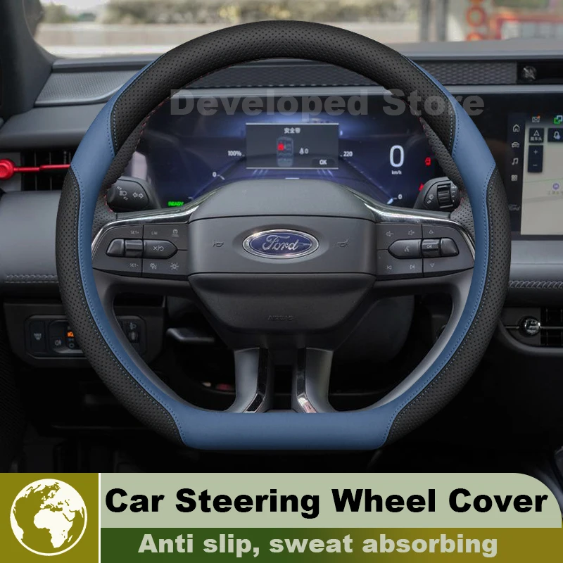 Leather  Car Steering Wheel Cover For Ford Mondeo Taurus Mondeo 4 MK4 IV 2026-2008 Auto interior Ford Mustang mach-e Accessories