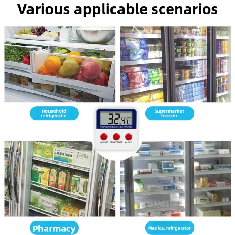 1Pcs Freezer Room Thermometer Refrigerator Fridge Thermometer Digital Min Record Function with Large LCD Display