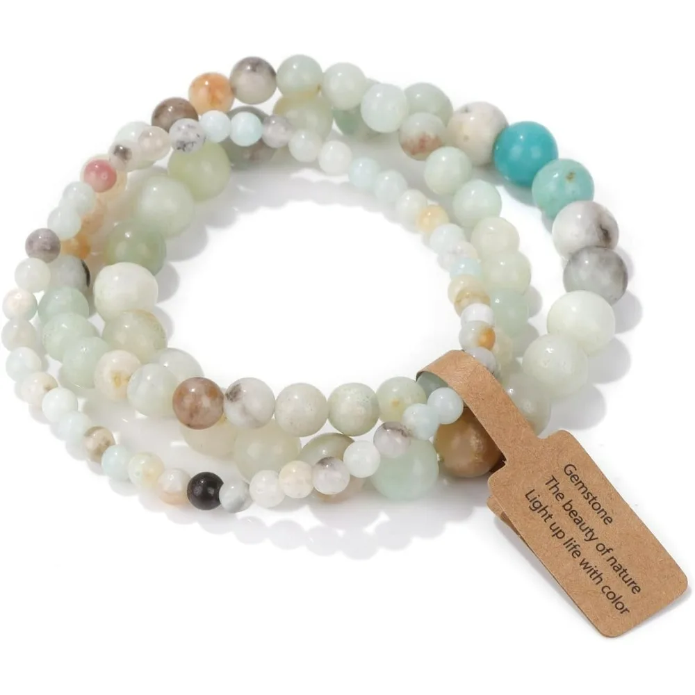 

3 шт. браслеты с целебными кристаллами для женщин, 8 мм, эластичный браслет из натурального камня с бисером, аметист, ювелирные изделия, подарки