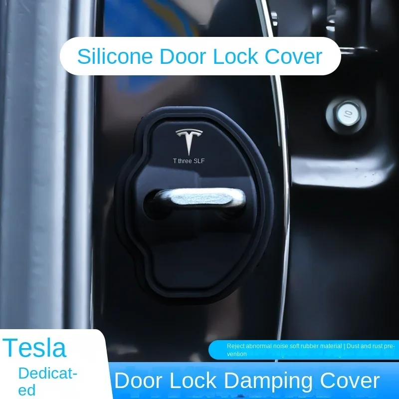 Suitable for Tesla ModelY3X car door lock covers door lock buckles shock absorber protective covers modified decorative stickers