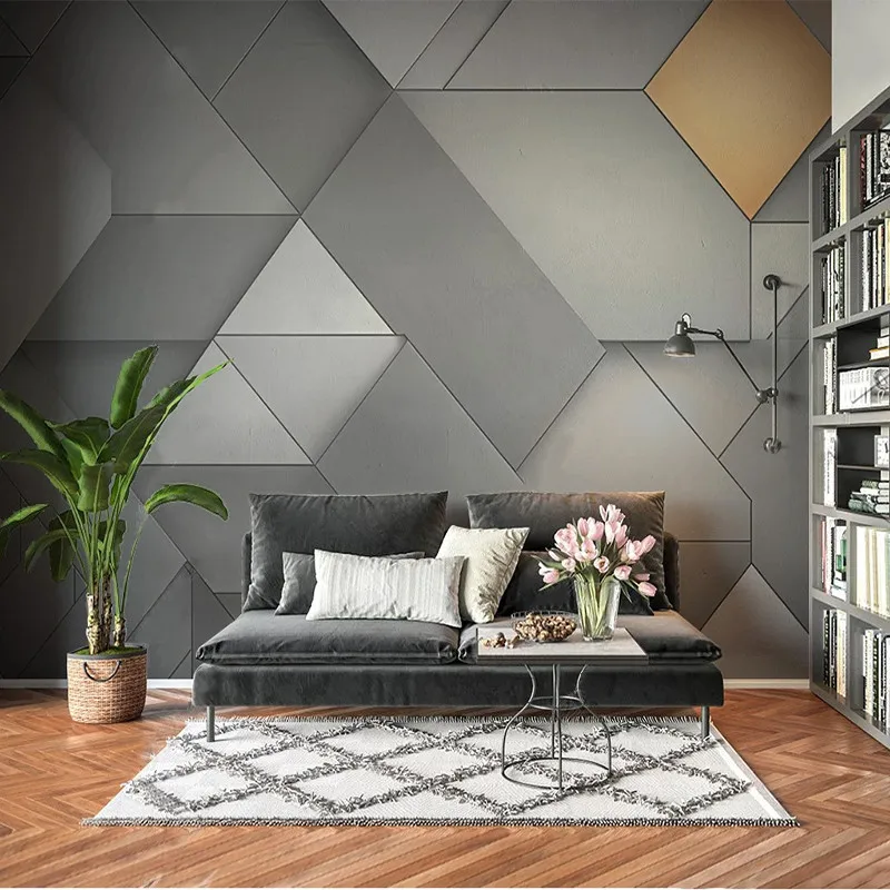 

Custom Mural Wallpaper 3D Minimalist Retro Geometric Industrial Warm Gray Background For Bedroom Walls Home Décor Papel De Pared