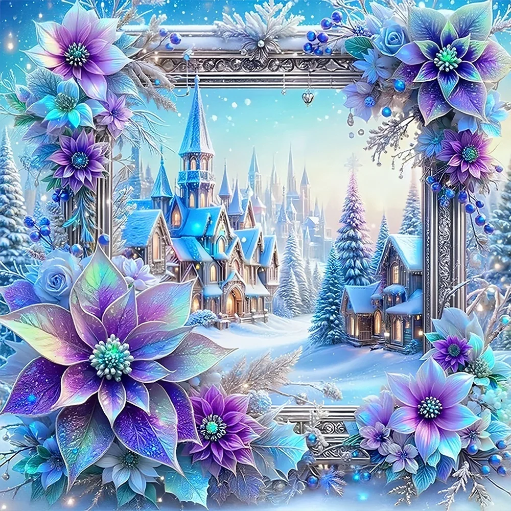 EverShine 5D-Diamantgemälde, Blume, DIY, Hobby, voller Bohrer, Stickerei, Hauslandschaft, Mosaik, Baum, Winterlandschaft, Weihnachtsgeschenk