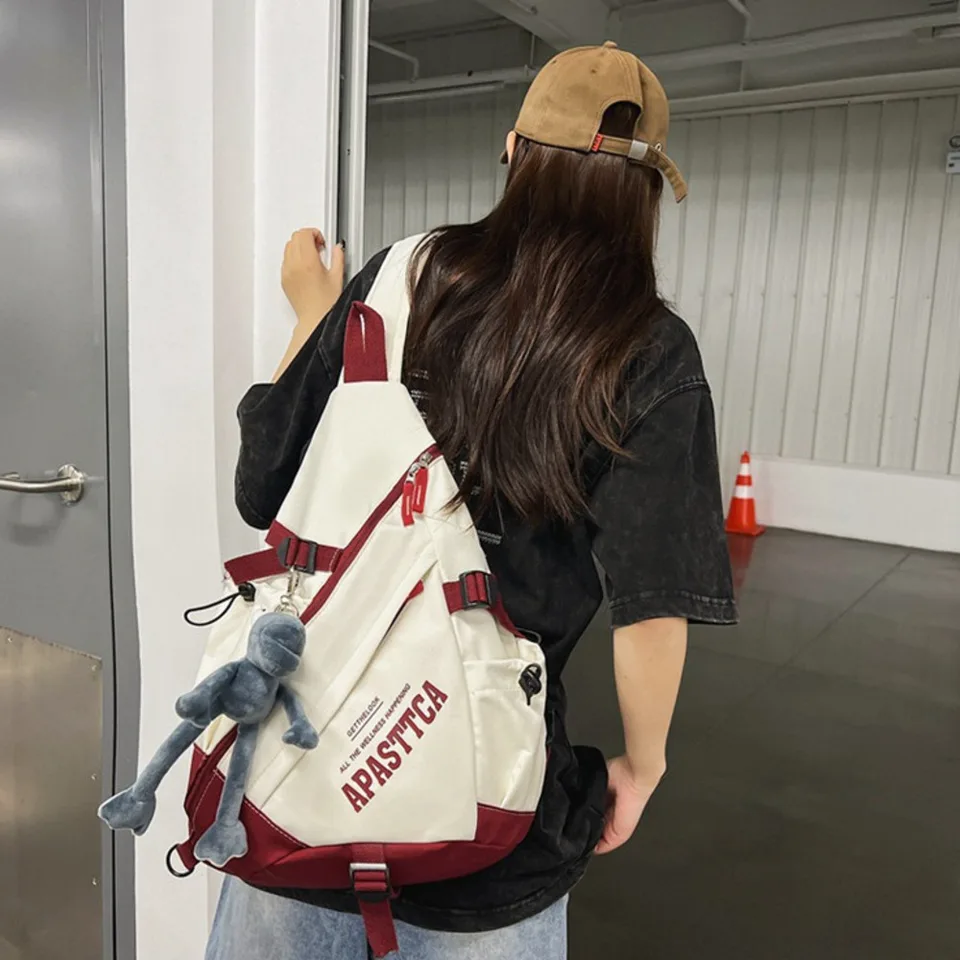 New Y2k Portable Light Nylon Crossbody Bag Trendy Rucksack Travel
