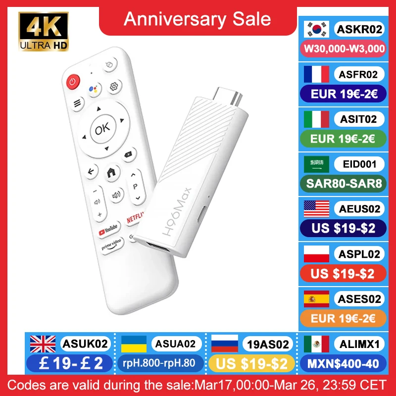 H96 MAX H313 mini TV Stick Android14 Quad Core Wifi6 BT5.0 4K@60fps ATV Launcher Google Voice Assistant Media Player AI TV Stick