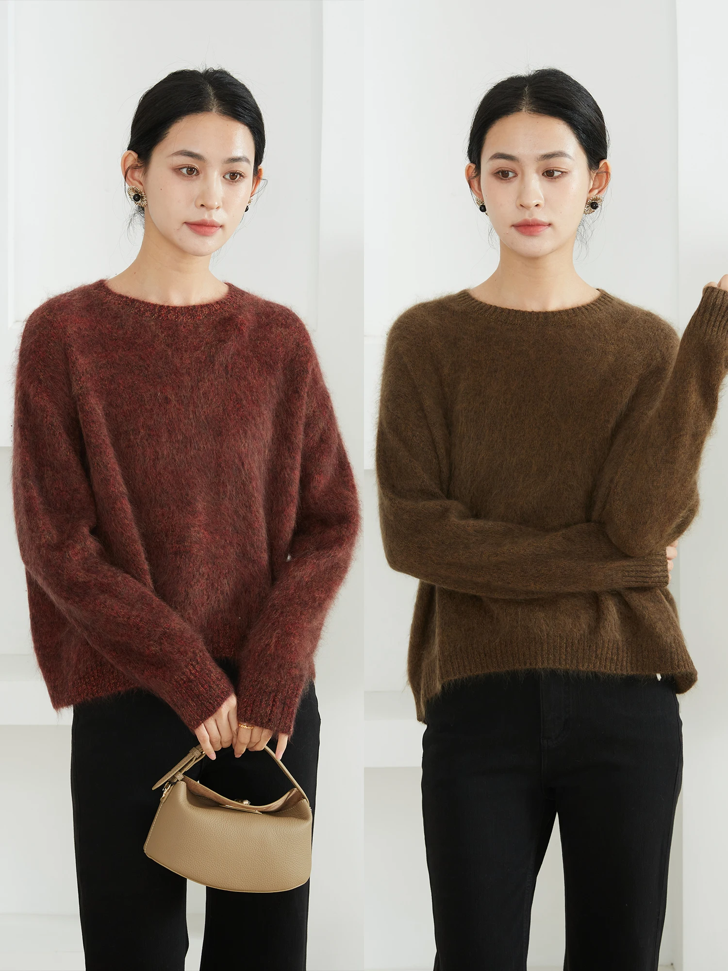 

00% Camere Thiened round Ne Sweater Faionable Outerwear Versatile Lazy Knitted irt Early Spring Women's Loose Fit