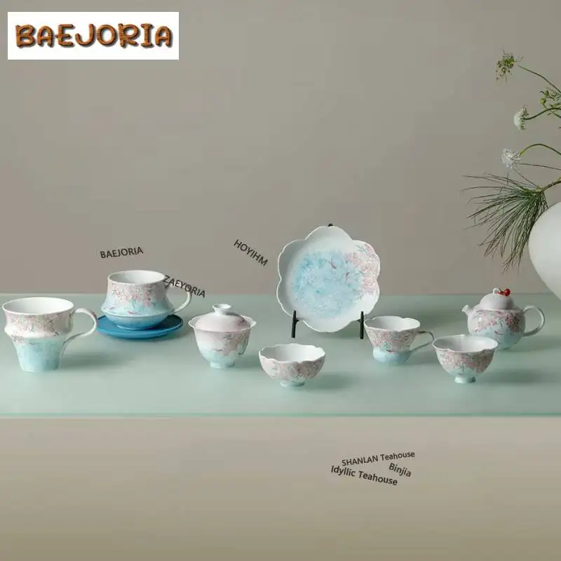 135ml Hand-painted Wisteria Flower Gaiwan Handmade Tea Tureen Tea Bowl With Lid Kit Tea Maker Cover Bowl Tea Ceremony Gifts