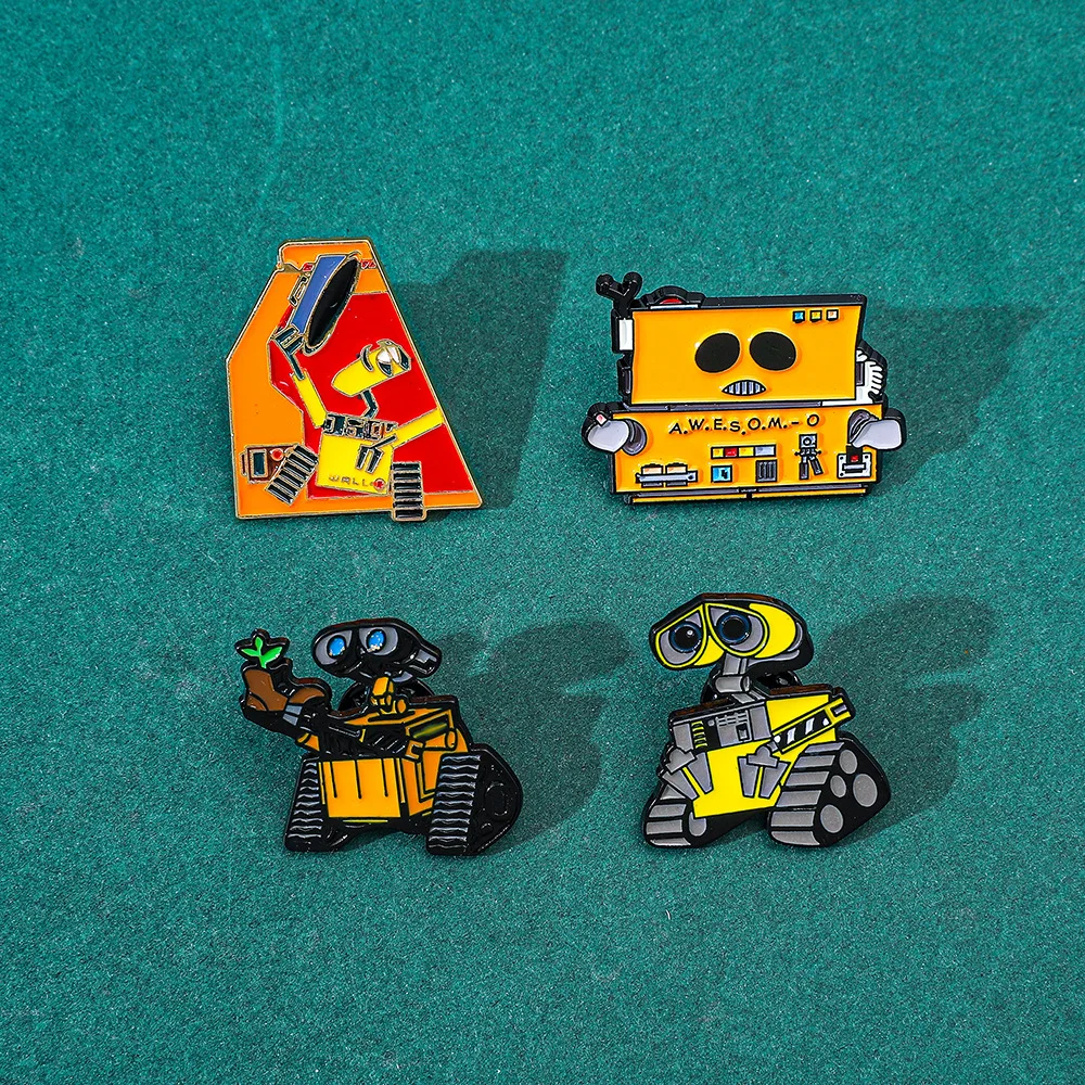 جدار E حواء الكرتون دبوس معدني روبوت سبيكة بروش بيكسار الخيال العلمي هدية لمحبي الأفلام الرسوم المتحركة جامعي الإكسسوارات