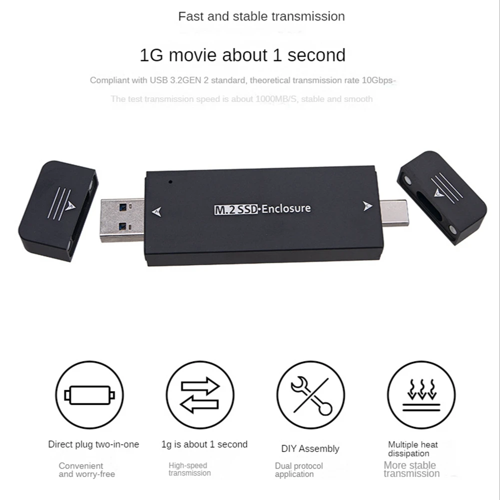 Efficient M.2 SSD-Enclosure USB 3.1 Type C Hard Disk Enclosure