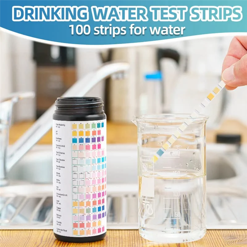 Kit de bandelettes de test d'eau potable 17 en 1 pour l'eau du robinet, bandelette de test de bain à remous, bandelette de test de spa, bandelette de test de piscine