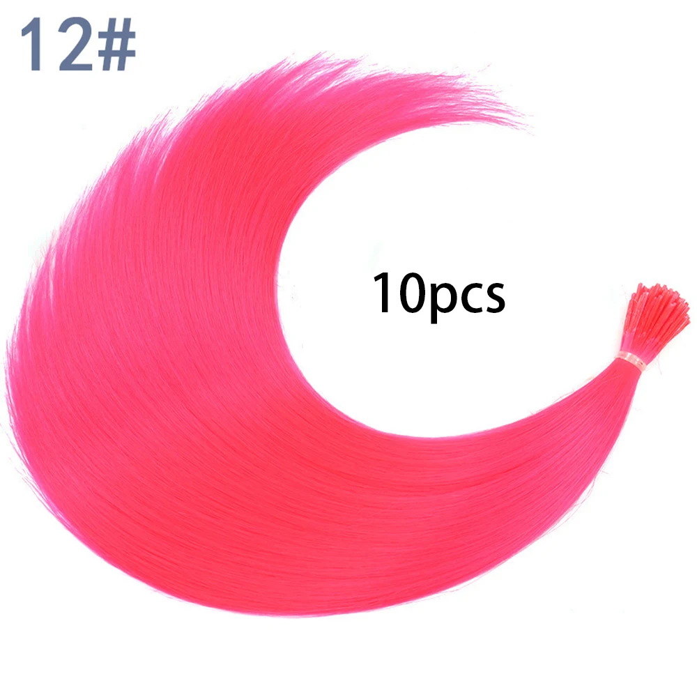 Synthetisch gekleurde I-Tip Stick Hair Extensions Steil haar 16 inch voor vrouwen Hoge temperatuur 10 strengen/pakkleuren