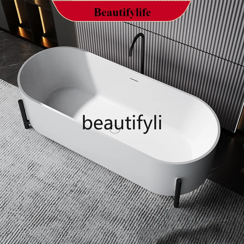 

F56 Vintage French artificial stone with bracket independent oval bathtub hotel homestay home