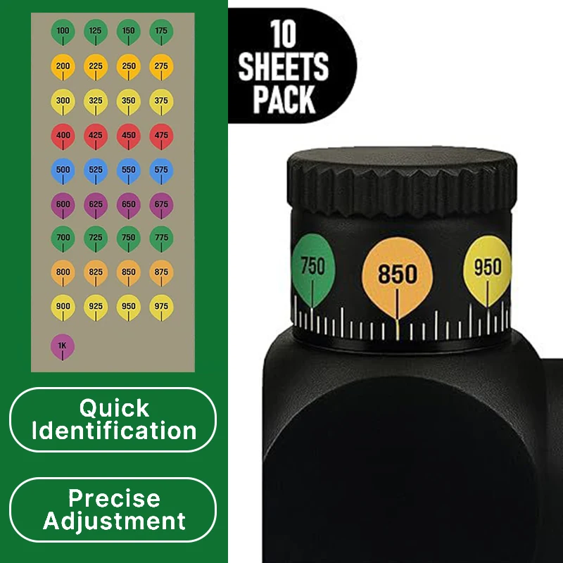 ★▲10 Sheet  Scope Turret Stickers Scope Turret Tags For Long Range  Hunting, Fit Most Scope Caps