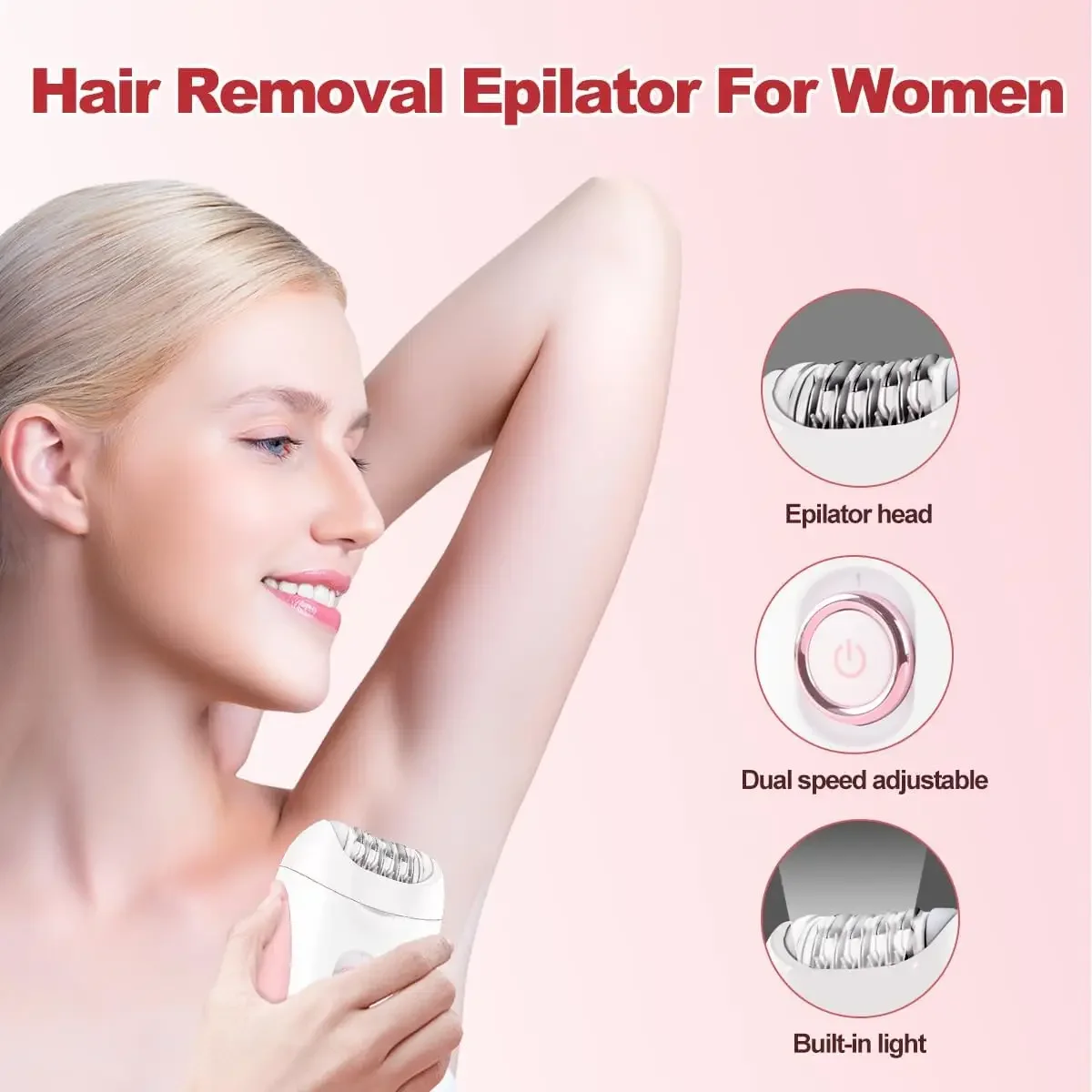 VGR Epilator Electric Leg Body Underarms Portable Hair Remover 2 Speed Adjustment Hair Removal Tool Epilator for Women V-705