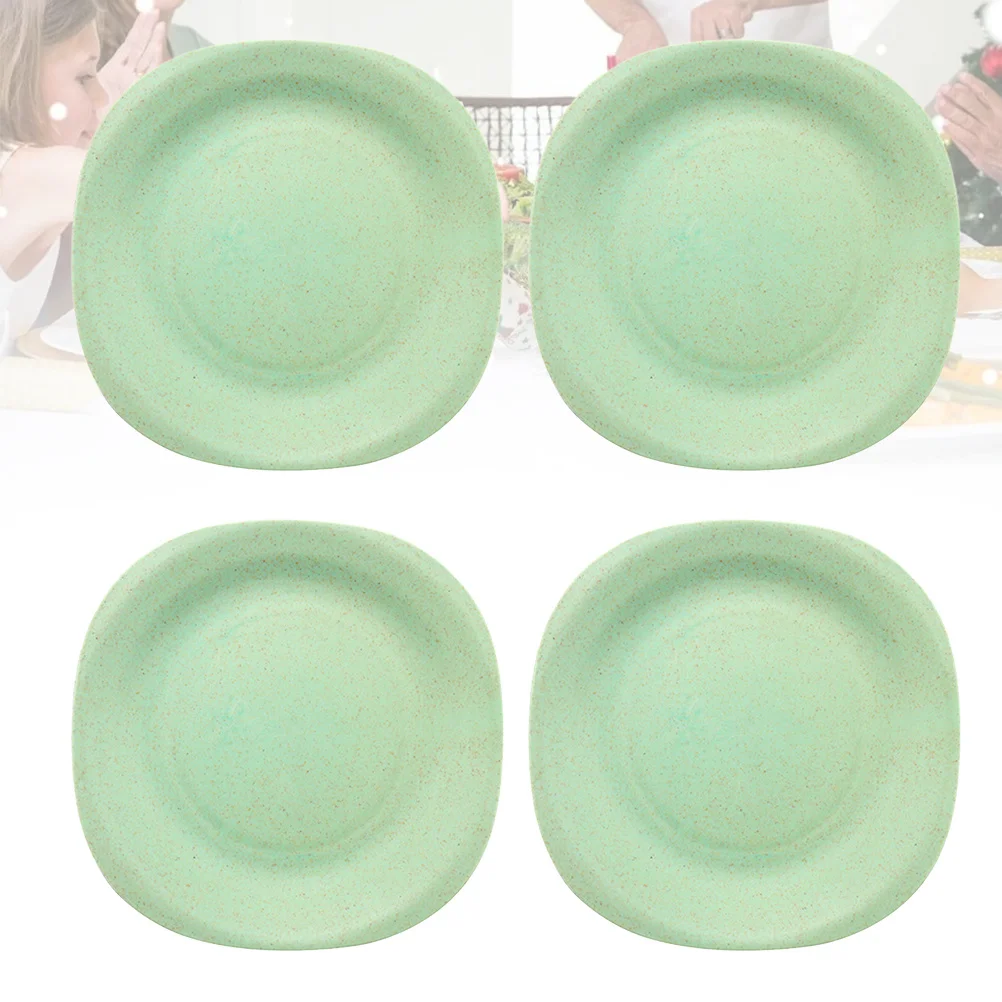 

4Pcs Wheat Straw Plates Creative Design for Home Outdoor Fruit Tray Dishes Blue Pink Yellow Green