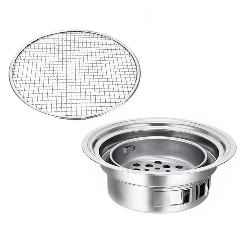 

Portable Stainless Steel BBQ Grill Small Size Charcoal Barbecue Stove Korean Grilling Stove Outdoor Camping Cookware Lightweight