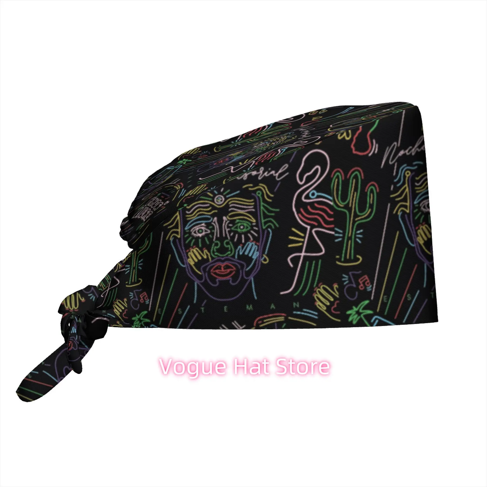 1pc Work Hat Colorful Neon Line Art Faces Flamingo Cactus Retro Aesthetic Wall Decor Artistic Home Gift