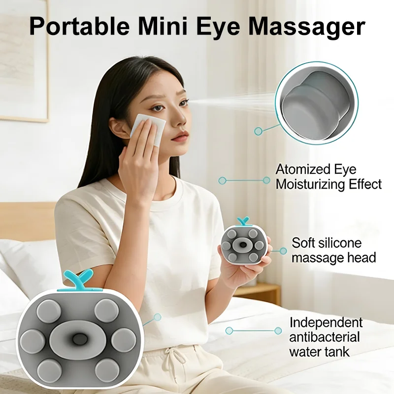 Electric Mini Eye Massager, 3-Level Adjustable, Skin-Friendly Silicone Head, Multifunctional Portable Home SPA Care Device Gifts