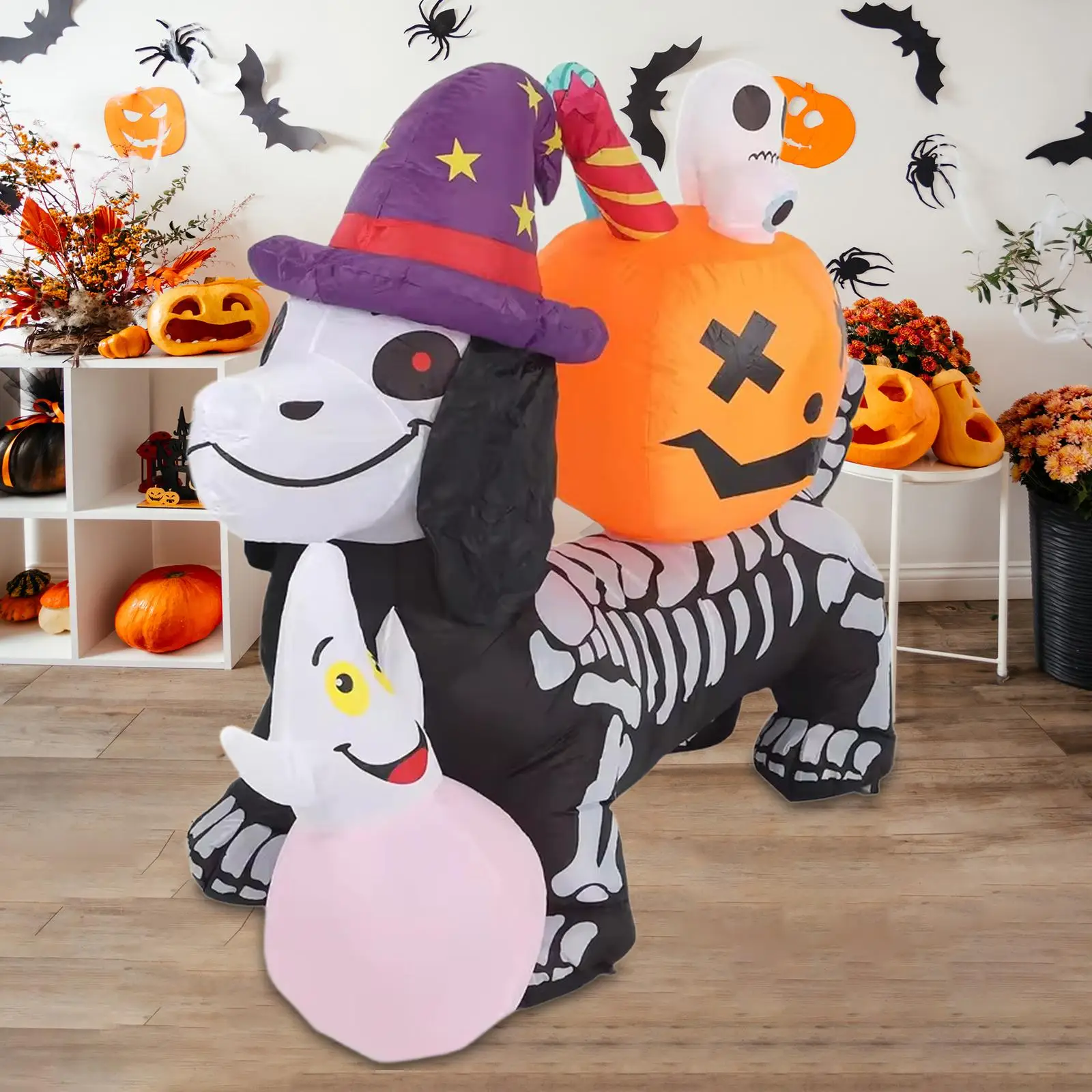 

Halloween Inflatable Outdoor Yard Decoration Scary Skeleton Puppy with Built in LED for Lawn Garden Outside Indoor Outdoor Party