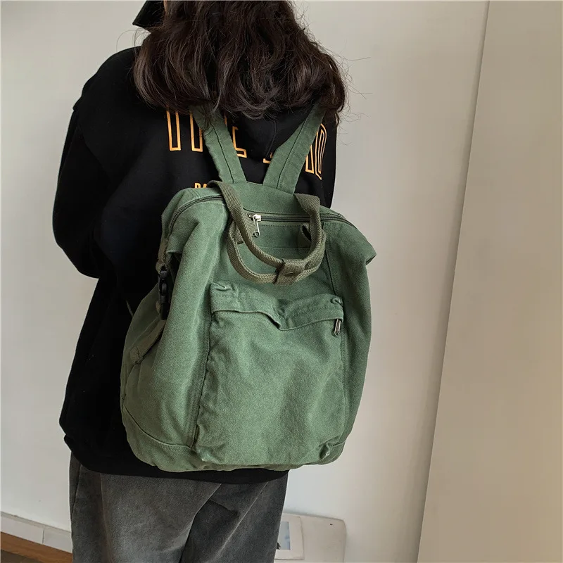 

Japanese Vintage Women Shoulders Backpack Literary Casual Large Capacity Canvas Travel Backpacks Schoolbags for College Students