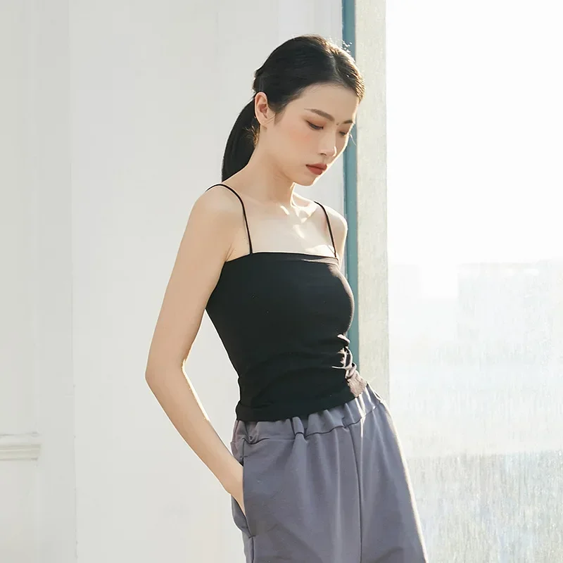 ダンス衣装ベスト女性のバレエモダンナショナルクラシックダンス練習スーツトップサスペンダーボディスーツ胸パッド付き