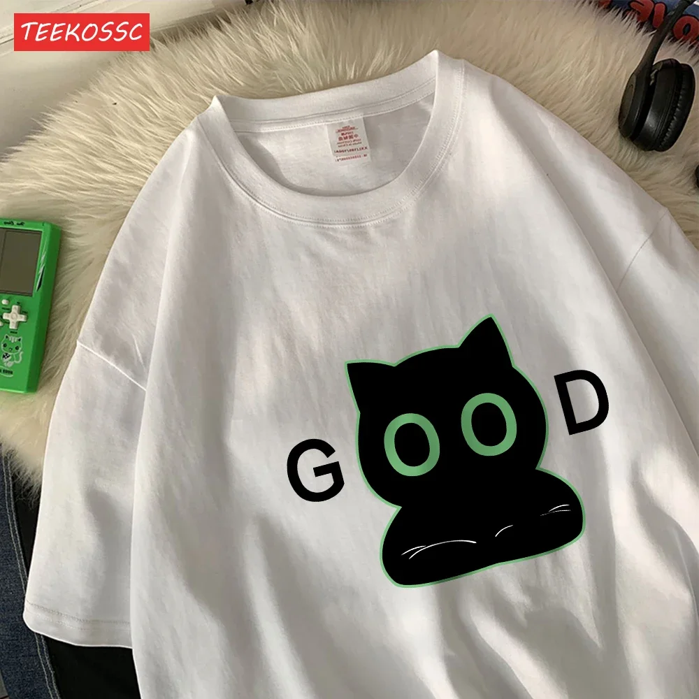 pret camisetas femininas desenhos animados estampas topos o pescoço macio oversize manga curta verão casual roupas femininas