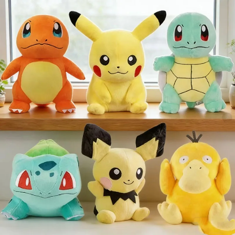 2026Pokemon Stuff Plush Toys Kawaii Pikachu Pichu Charmander Squirtle Psyduck Anime Soft Dolls Doll Kids Birthday Christmas Gift