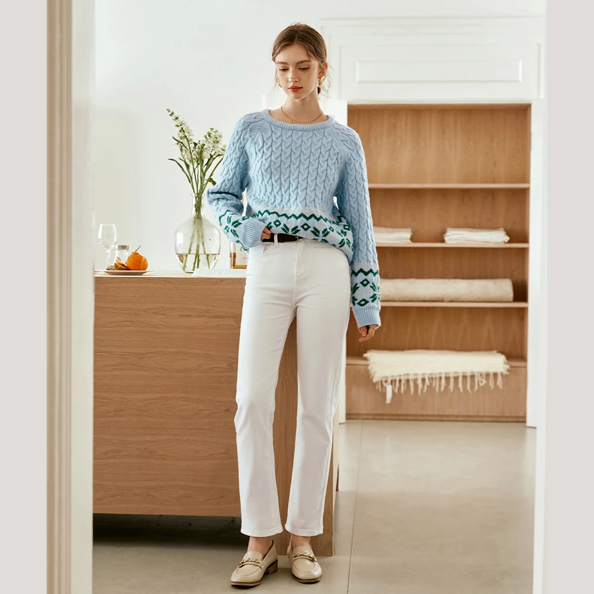 OLrain blanc jean pour femmes 2025 automne décontracté taille haute pantalon banlieue coton jambe droite femme Denim pantalon WN56QA93303