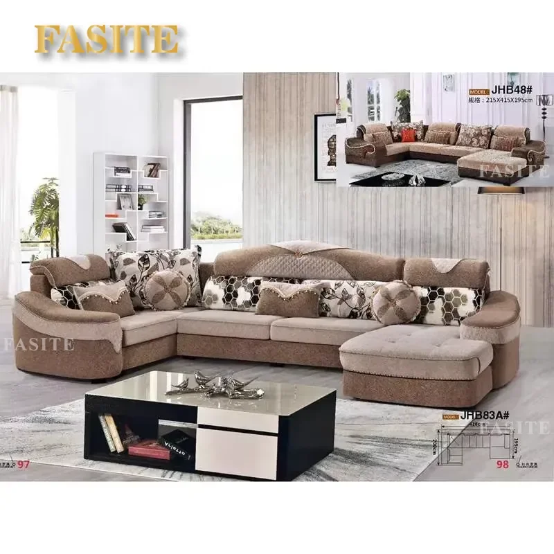 For Waterproof Fabric Sofa Set Silver Sectional Recliner Desenfundable Living Room Furniture Textile Material