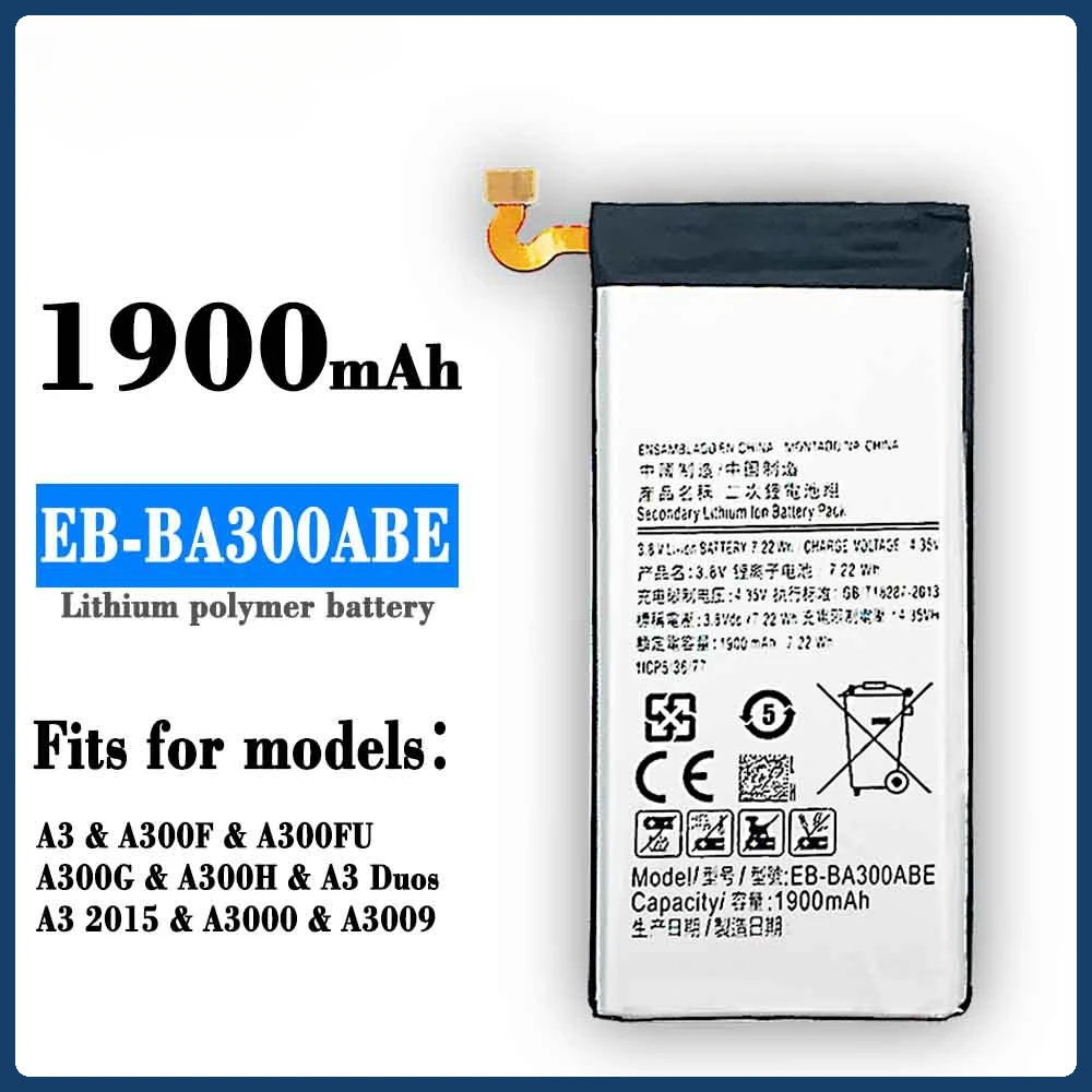 New EB-BA300ABE 1900mAh Battery for Samsung Galaxy A3 A300 SM-A300F SM-A300FU A3000 A3009 A300X Mobile Phone +Tools