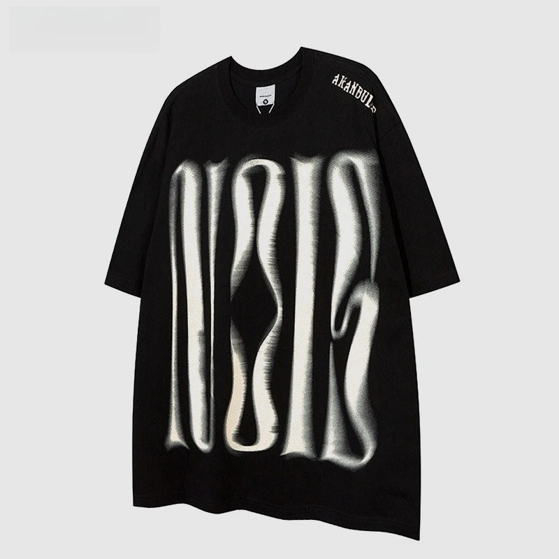 

Motorcycle Original Trendy Brand Versatile Loose Round Neck Short Sleeves for Men and Women Summer Three-Quarter Sleeves