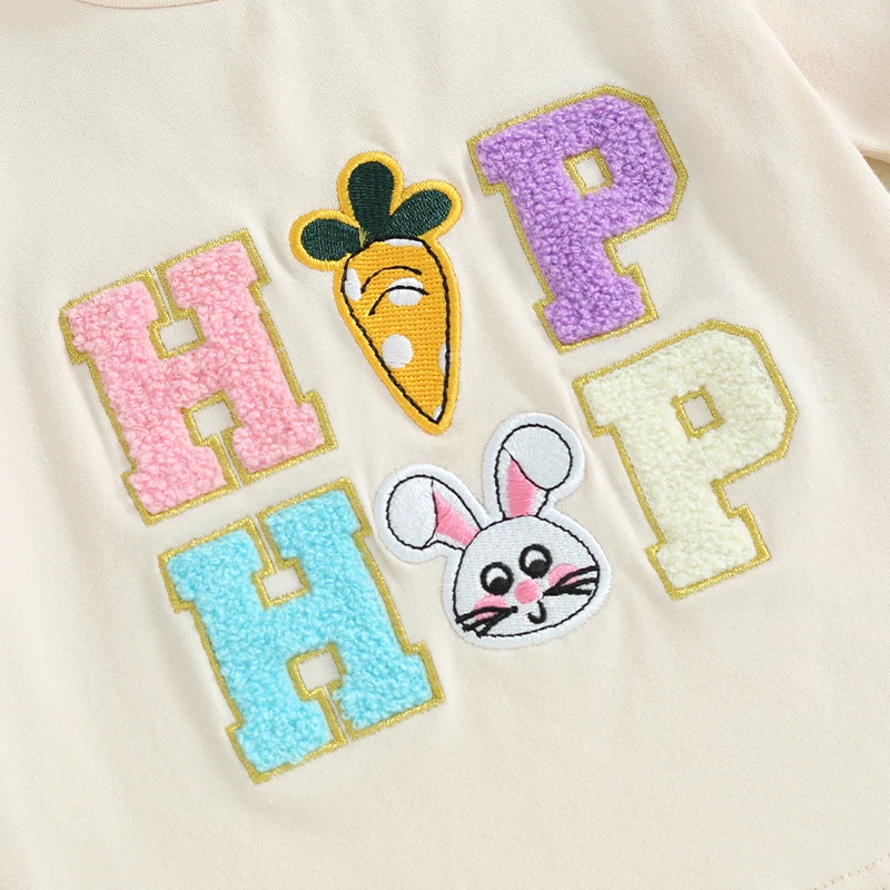 Toddler Baby Boy Easter Outfit Letter Bunny Print Short Sleeve T-Shirt and Shorts Summer Clothes Set