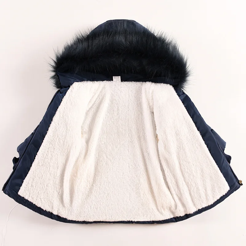 Autumn-Winter Style Girls' Cotton Coat Children's Autumn-Winter Coat Winter Parka with Large Fur Collar Warm Cotton Coat 6
