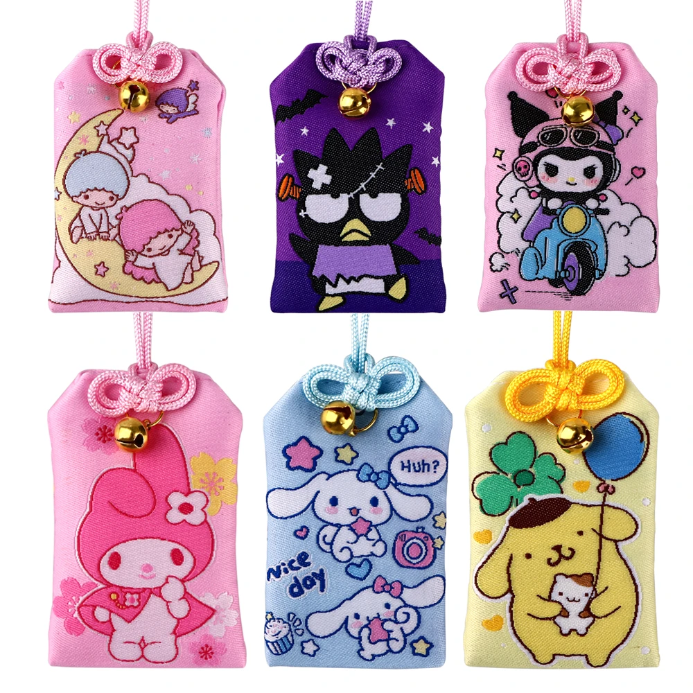 Animated Cute Cat Creative Embroidery Pray Fortune Omamori Pendant Good Luck Amulet Kimono Pray Keychain Holiday Gifts