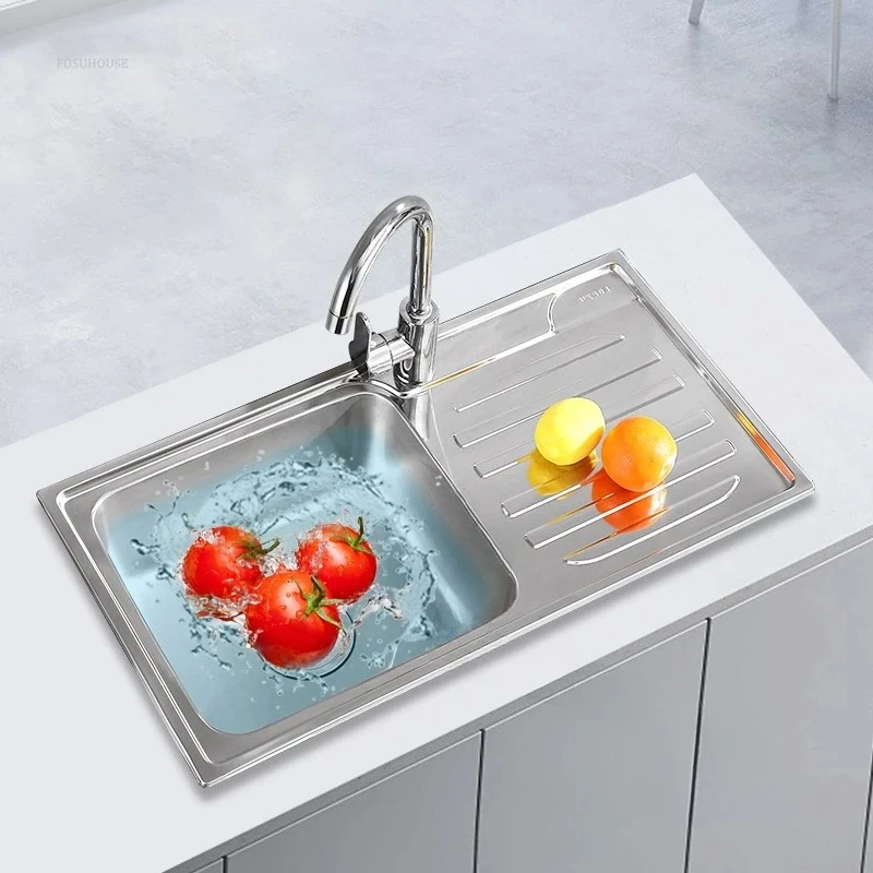 & Floor-standing Kitchen Washing Sinks Simple Stainless Steel Kitchen Sinks with Bracket Household Wash Basin with Chopping Boar
