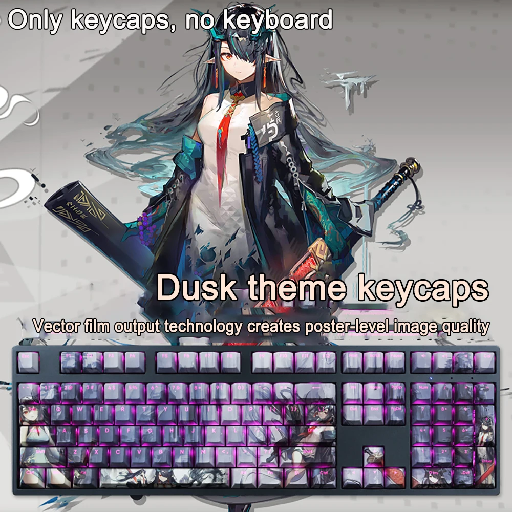 108 kunci/set Arknights Keycaps PBT Dye Subbed Weedy debu Ines Keycap Cherry Anime kartun Gaming topi kunci untuk ANSI 61 104 108