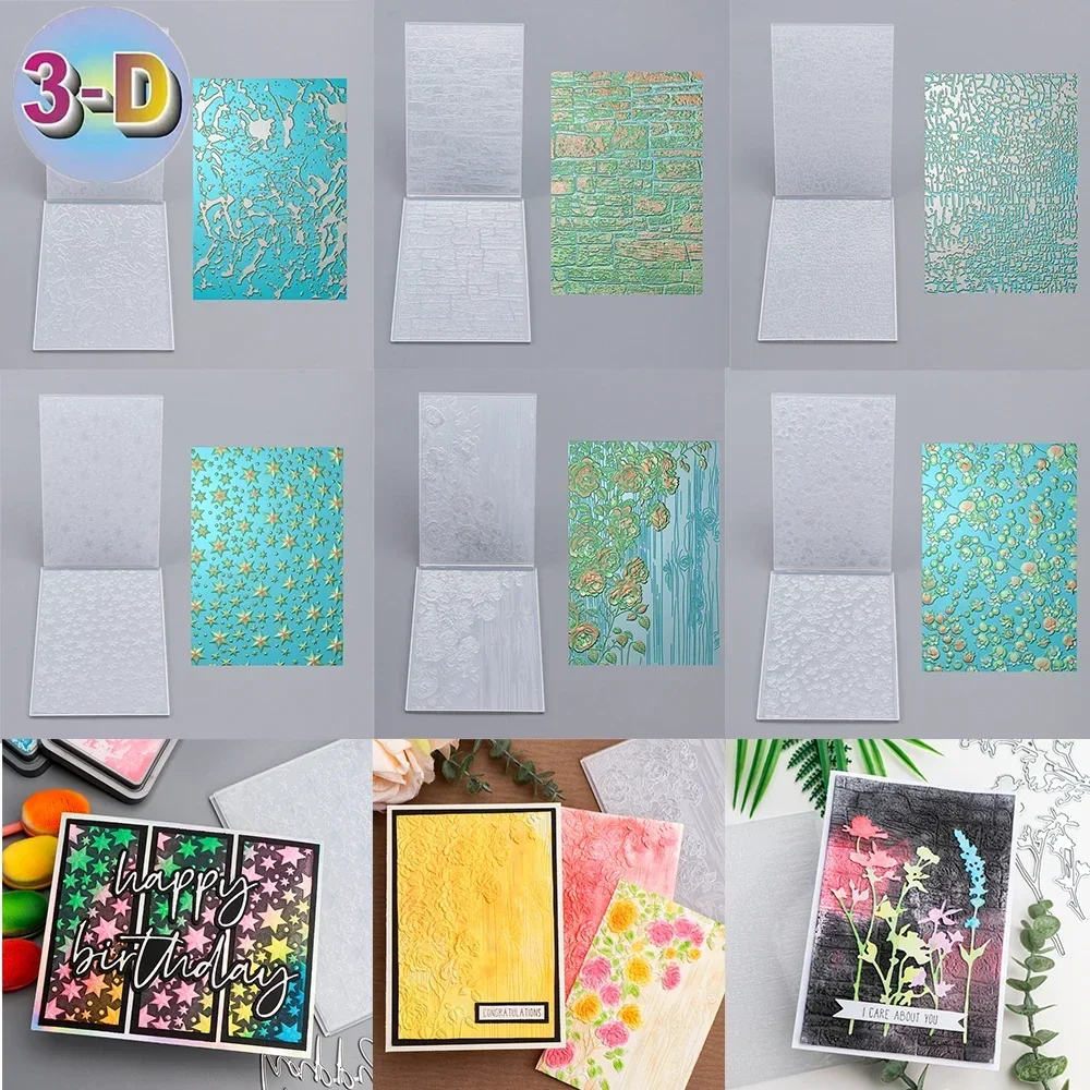 3D-Prägeordner, blühender Blumenwand-Sternmuster-Hintergrund zum Hinzufügen von strukturierten Details an Papierarbeiten, DIY-Projektherstellung