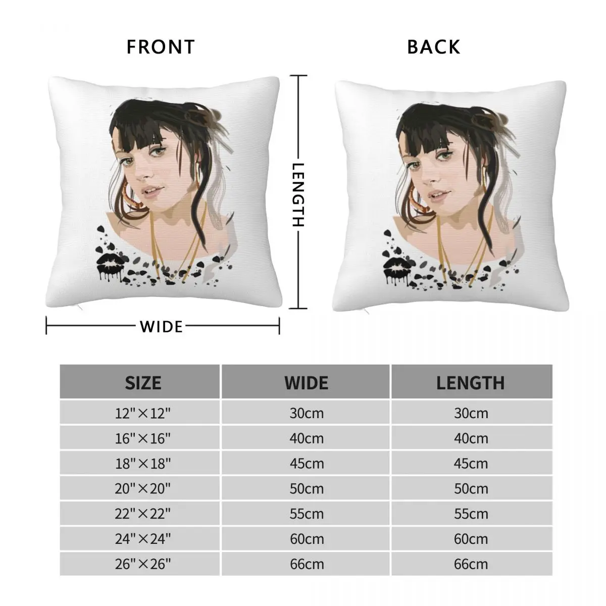 Lily Allen Square Pillowcase Pillow Cover Cushion Zip Decorative Comfort Throw Pillow for Home Bedroom