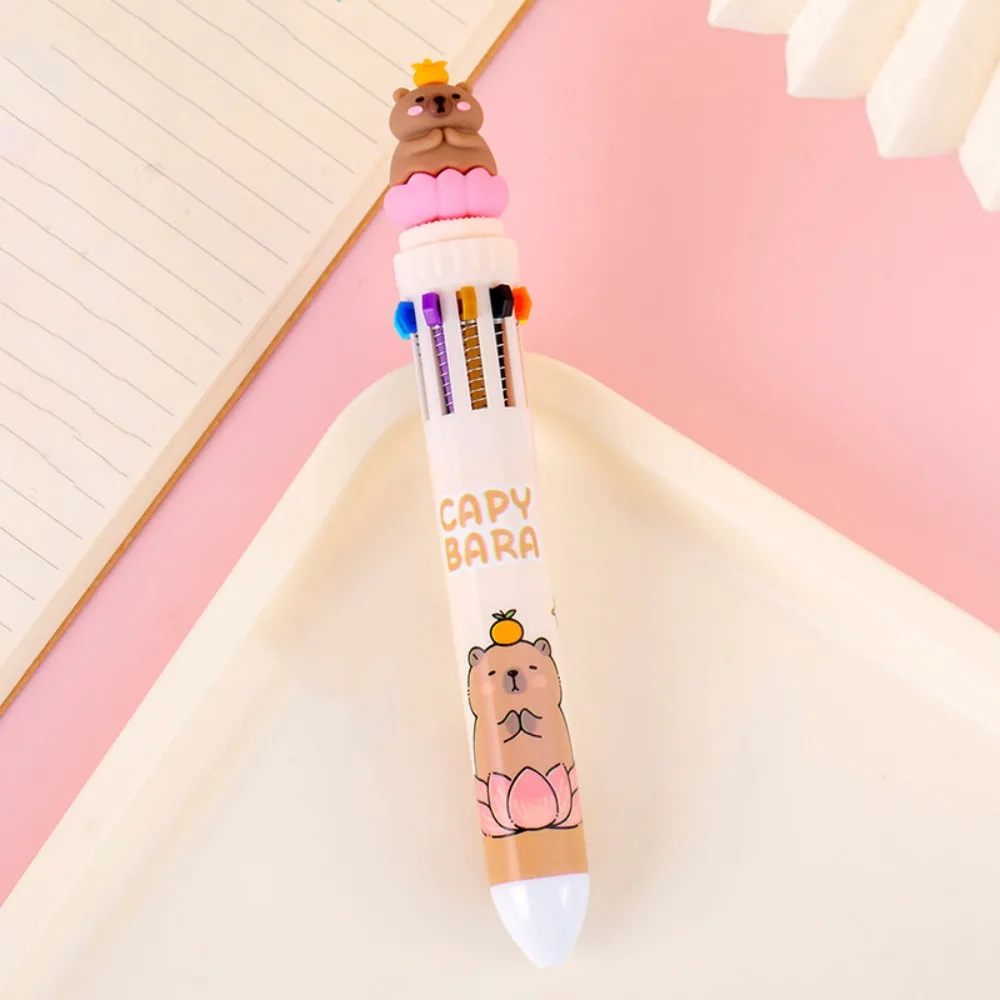 Gel Pens Cartoon Capybara Multicolor Pen Plastic Colorful Capybara Pen Ten-Color Brown Creative Ten-Color Pen Students