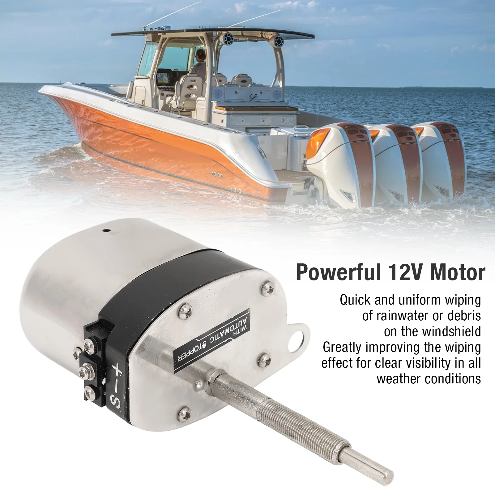 

Стеклоочиститель с электродвигателем, мощный износостойкий комплект щеток двигателя стеклоочистителя для трактора, рыбацкой лодки, квадроцикла, UTV