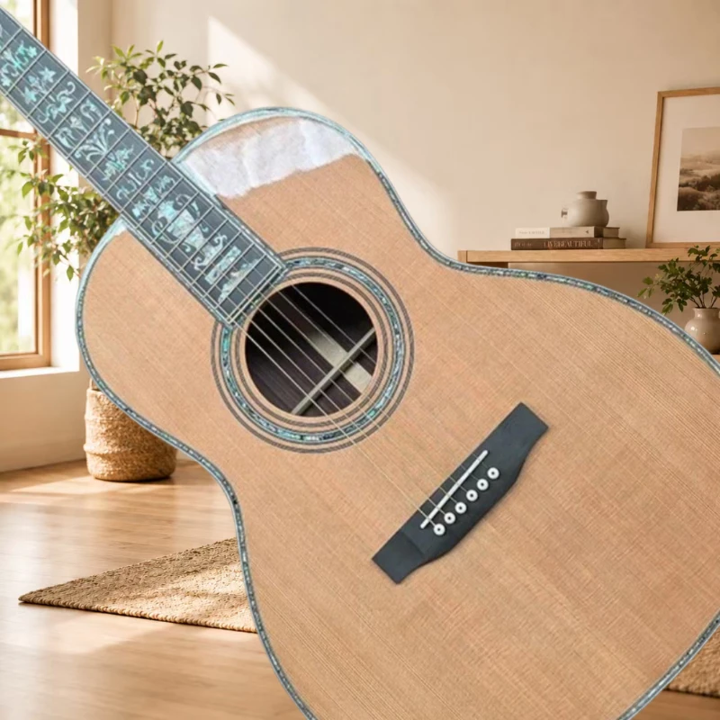 39 Inch 00045 Solid Wood Acoustic Guitar Red Cedar Body Ebony Neck High End Pattern Professional Beginner Guitar Free Delivery