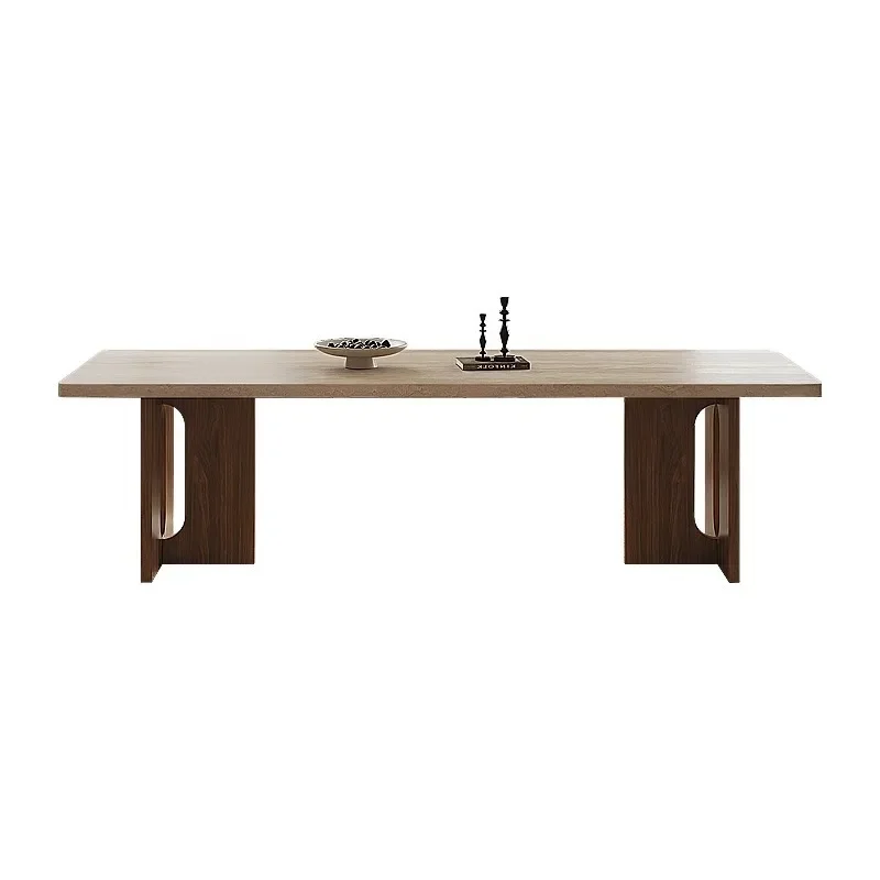 

French vintage hanging Roman travertine original household slate solid wood dining table