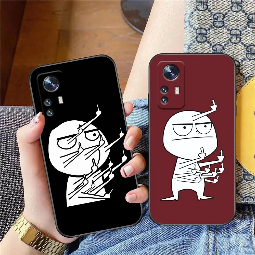 Case For Xiaomi Mi 13 12 12X 12T 11 11T 9SE 9 CC9 8SE 8 Pro Tpro Lite Plus Case Funda Shell Cartoon Cute Funny Man Middle Finger