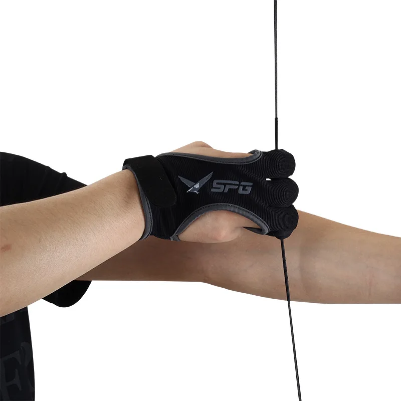 Archery Finger Guard Faux Leather Three Finger Protector Finger Tab Glove Recurve Compound Bow String Pulling Glove Accessories